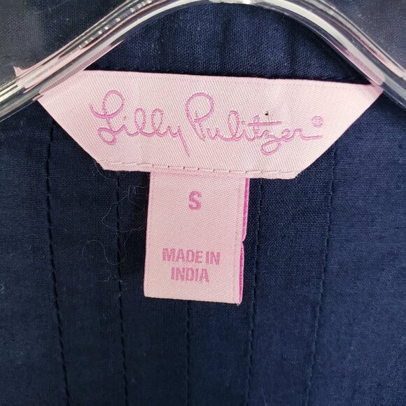 Lilly Pulitzer Sarasota Beaded Embroidered Tunic Top Navy S Resort Boho Preppy - Picture 4 of 12